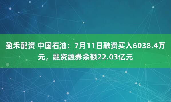 盈禾配资 中国石油：7月11日融资买入6038.4万元，融资融券余额22.03亿元